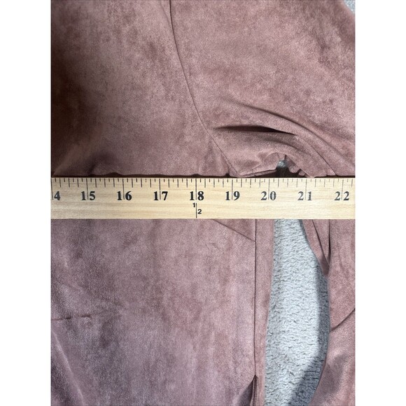 Kut From The‎ Kloth Open Pullover Size L 3/4 Flutter Bell Sleeve Pink Faux Suede - Picture 5 of 11